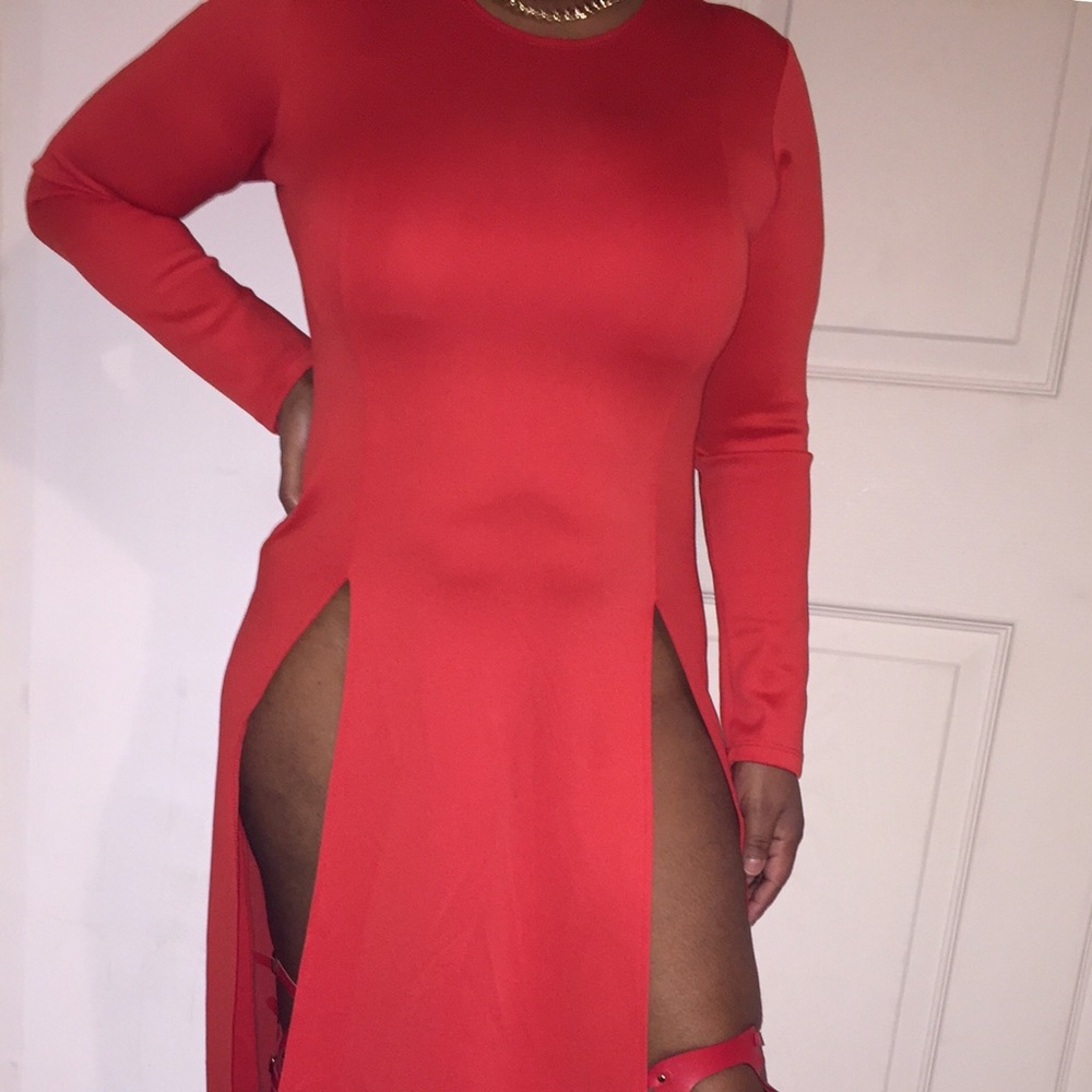 Brand new never worn Long sleeve red dress.